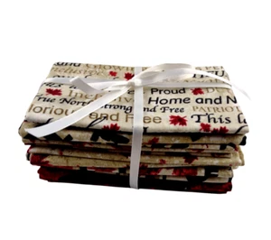 Paquete de 8 frases de castor Inukshuk rojo negro beige Canadá Fat Quarter hoja de arce - Imagen 1 de 10
