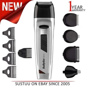 Kit de aseo 8 en 1 para hombre Babyliss Cortadora de vello corporal Recortadora de barba 7056NU Plateada - Imagen 1 de 6
