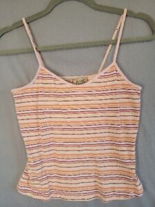 Route 66 Stretch Camisole Tank Top Womens Size Small Pink Orange Stripe Y2K 