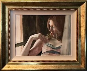 NEW WILLIAM OXER ORIGINAL CANVAS "Changing Light" nude woman girl PAINTING - Picture 1 of 1