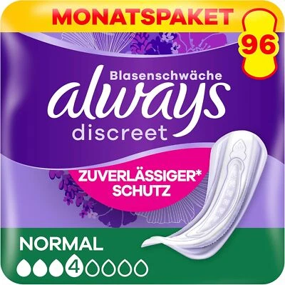Always Discreet Level 4 Normal Einlagen Blasenschwäche Inkontinenz 4 x 24 Stück