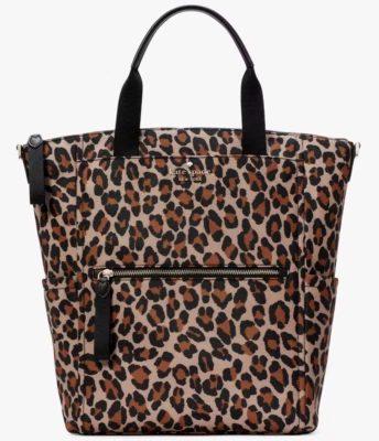 Mochila Kate Spade Chelsea Leopardo Grande Convertible Nylon KI375 Leopardo NUEVA CON ETIQUETAS F Foto 1 de 4