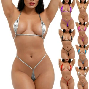 Sexy Mujeres Micro Tanga Ropa Interior Tanga Sujetador Conjunto Mini Bikini Traje de Baño Prendas para dormir - Imagen 1 de 18