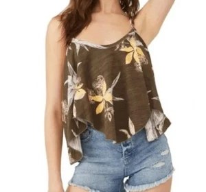 NWT Free People Hey Girl Cotton Tank Top, Army Combo Size L - Picture 1 of 3