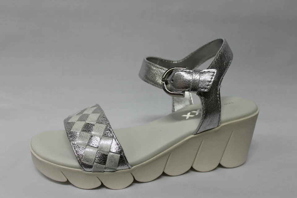 Sandali The Flexx Sling a ling pelle argento zeppa 6 cm SUPER SCONTO DA LISTINO - Immagine 1 di 1
