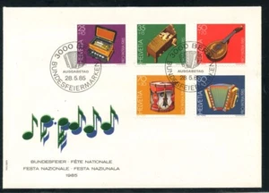 Busta 1985 - SVIZZERA - PRO PATRIA STRUMENTI MUSICALI 5v. - BUSTA FDC - LOTTO/25 - Imagen 1 de 1