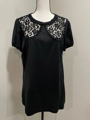 Camiseta Dolce&Gabbana Mujer Negra Algodón Encaje Talla L Foto 1 de 4