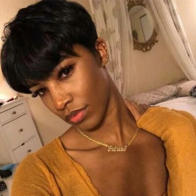 Pelucas corte pixie cabello humano pelucas cortas para mujer cabello humano  Foto 1 de 4