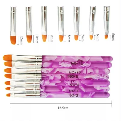 1 Set 7-piece Acrylic Round Head Phototherapy Pen w/ Nylon Hair Brush For Nail  - Image 1 of 4