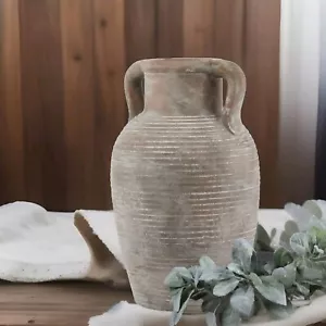 Large Brown Stone Vase Pot Decorative Ornament Rustic Greek Style Heavy Siena - Picture 1 of 6