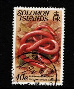SOLOMON ISLANDS 1983 40c BURROWING SNAKE REPTILES Nice Used - Picture 1 of 2