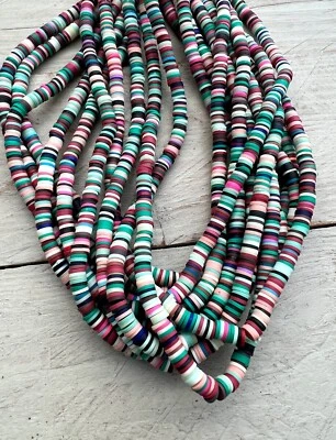 1 Strang Heishi Perlen Polymer Clay Perlen,Farbmix, ca.353 - 378 Stk./Strang 6mm - Bild 1 von 3