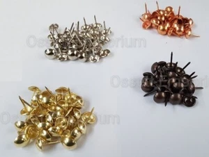 UPHOLSTERY NAILS TACKS CHOOSE QTY BRASS, ANTIQUE, COPPER, NICKEL 10MM HEAD - Picture 1 of 13