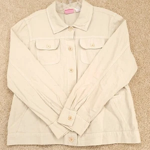 CAPPAGALLO Womens Large Tan Long Sleeve Button Up Jacket Shirt  - Picture 1 of 9