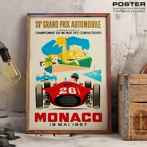 POSTER Locandina Vintage Manifesto MONACO 1957 F1 Grand Prix de Montecarlo HQ - Picture 1 of 3