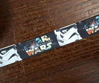7/8" Star Wars Lettering - The Force Awakens Stormtrooper Ribbon - SOLD BY YARD - Image 1 of 2
