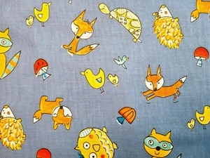 FOX PLAYGROUND Animal Toss Navy Dena Designs FS Cotton Quilt Fabric HALF YARD - Picture 1 of 4