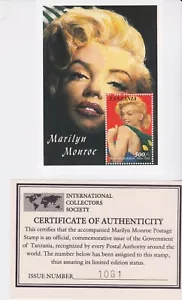 Tanzania Stamp Marilyn Monroe 1992 Souvenir Sheet with COA mint - Picture 1 of 1