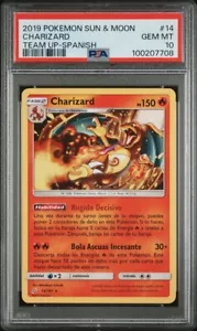 2019 PSA 10 GEM MINT Charizard Sun & Moon Team Up Non Holo Pokemon #14 POP 1 - Picture 1 of 4