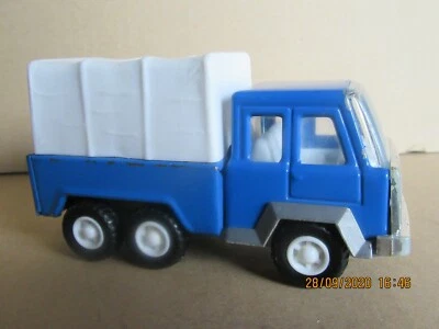 14O Giocattolo Antico KY Cina Camion Blu IN Metallo Telo Bianco Plastica L 13 CM - Immagine 1 di 4