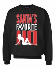 Santa's Favorite Ho Funny Stripper Xmas Ugly Christmas Sweater Crewneck Graphic 