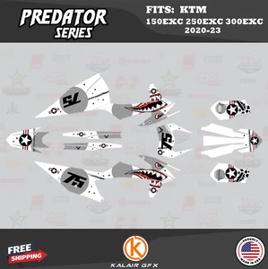 Graphics Kit for KTM 150EXC, 250EXC, 300EXC (2020-2023) Predator - WHITE - Bild 1 von 6