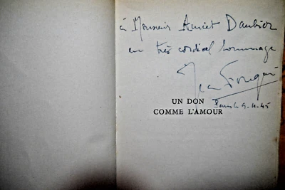 Jean Fougere , un don comme l amour , EO avec envoi , 1945 , bouffant superieur - Photo 1/4