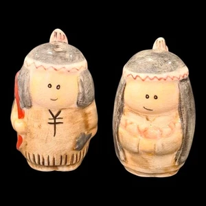 Cute Vintage Mini Native American Indian Salt Pepper Shakers Figures - Picture 1 of 8