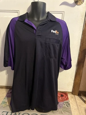 FedEx Uniform Shirt Short Sleeve Polo Shirt Size XL Black And Purple - Image 1 of 3