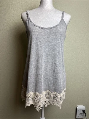 Top para mujer Rewind gris nuevo con etiquetas dobladillo de encaje sin mangas talla L correas de espagueti ajustables Foto 1 de 4