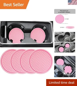 Elegante posavasos de silicona rosa para coche - Juego de 4 piezas antideslizantes para estilo interior - Imagen 1 de 9