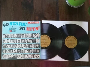 33 1/3 RPM Record 2 Record set 50 Stars of COUNTRY MUSIC VG+ - Foto 1 di 2