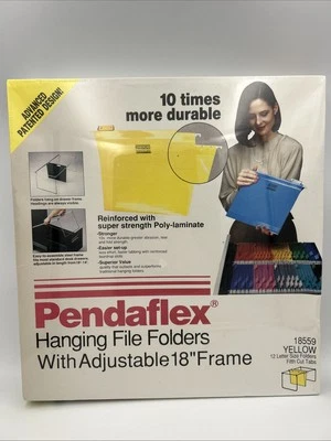 12 Pendaflex Hanging File Folders NIB Sealed 18559 Yellow w/Adjustable 18" Frame - Image 1 of 4