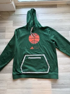 Adidas University Of Miami Hurricanes Pullover Hoodie Team Issued Basketball XL - Picture 1 of 11