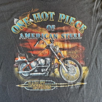 CAMISETA EMBLEMA 3D MOTOCICLETAS HARLEY DAVIDSON VINTAGE AÑOS 80 TALLA M ACERO AMERICANO Foto 1 de 4
