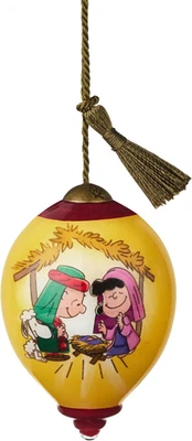 Peanuts Ne'Qwa Art Christmas Pageant Christmas Ornament, Hand-Painted Glass, Gif
