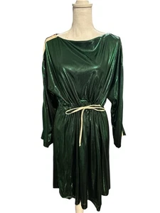 Abito Gucci verde metallizzato lama manica lunga - Foto 1 di 7