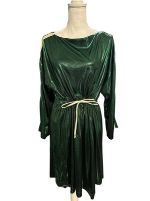 Vestido Gucci Verde Metálico Cojo Manga Larga Foto 1 de 4