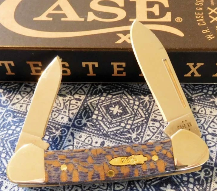 CASE XX 63733 BABY BUTTERBEAN POCKET KNIFE BLUE SYCAMORE WOOD HANDLE 72132 SS - Image 1 of 1