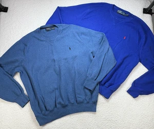 Polo Ralph Lauren Men’s 2XL Crew Neck Sweater Bundle Lot of 2 Blue - Picture 1 of 14