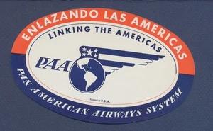 Pan American Airways - Linking the Americas - - Etichetta bagaglio vintage 5,5" - Foto 1 di 1