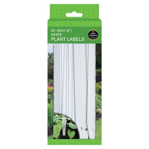 Garland Plant Labels Plastic White Outdoor Pack of 20 Durable 20cm (8") - Imagen 1 de 2