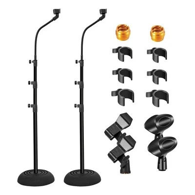 5 CORE 5Core Mic Stand 2Pcs Floor Adjustable Round Base Metal Microphone Stands