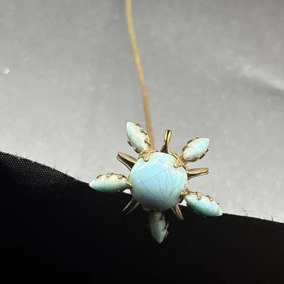 Prendedor de sombrero largo con racimo de vidrio turquesa eduardiano 1905-1912 raro Foto 1 de 4