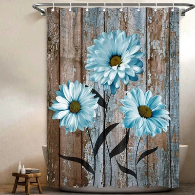 RV Camper Shower Curtain Rustic Farmhouse Floral Shower Curtains for Travel T - Image 1 of 4