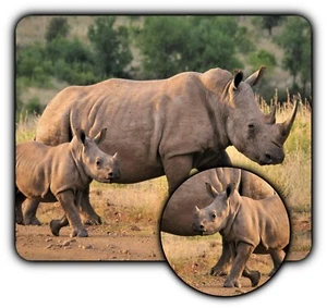 Rhinoceros Rhino Baby Mouse Pad + Coaster - 1/4" Rubber Mat - Great Gift Idea - Picture 1 of 3