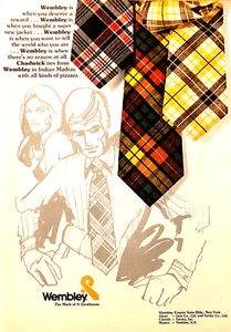 CHADWICK TIES FROM WEMBLEY—INDIAN MADRAS PLAIDS—VINTAGE 1970s MAGAZINE PRINT AD - Picture 1 of 1