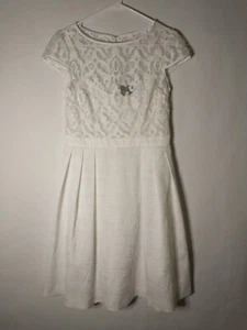 Vestido blanco de manga corta con top transparente talla pequeña Adrianna Papell para mujer - Imagen 1 de 10