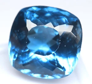 VVS 16.20 Cts Certified Natural Swiss Blue Topaz Cushion Cut Loose Gemstone - Picture 1 of 9
