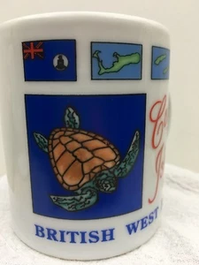Taza de café de las Indias Occidentales Islas Caimán blanca y multicolor 254* - Imagen 1 de 8